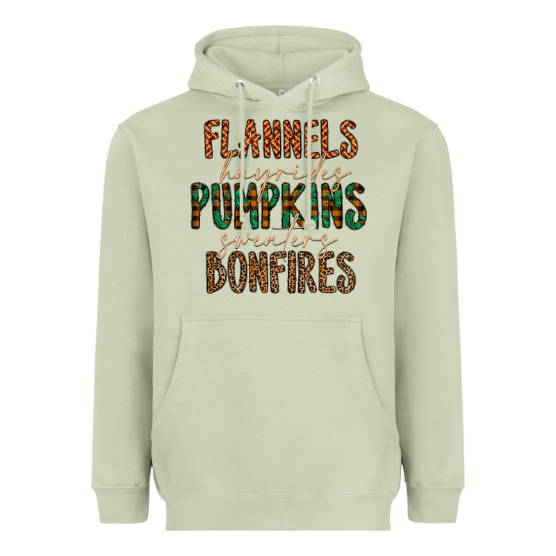 Flannels Hayrides Pumpkins Bonfires Heavyweight Hoodie by CowhideDigitalArt | Teevron