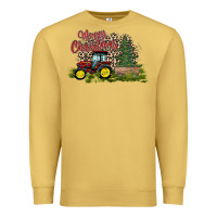 Antique Gold merry Christmas tractor tree Premium Sweatshirt - CowhideDigitalArt