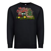 Black merry Christmas tractor tree Premium Sweatshirt - CowhideDigitalArt