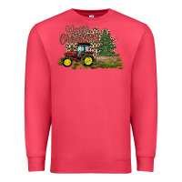 Cardinal merry Christmas tractor tree Premium Sweatshirt - CowhideDigitalArt