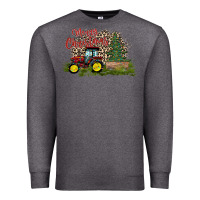 Charcoal Heather merry Christmas tractor tree Premium Sweatshirt - CowhideDigitalArt