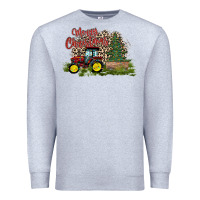 Heather Grey merry Christmas tractor tree Premium Sweatshirt - CowhideDigitalArt