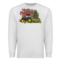 Oatmeal Heather merry Christmas tractor tree Premium Sweatshirt - CowhideDigitalArt