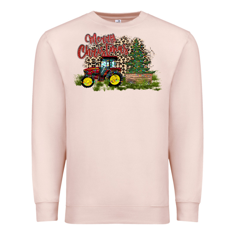 Merry Christmas Tractor Tree Premium Sweatshirt by CowhideDigitalArt | Teevron