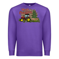Purple merry Christmas tractor tree Premium Sweatshirt - CowhideDigitalArt