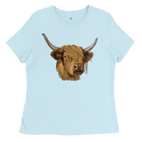 Baby Blue highland cow Ladies Tee - RanaPortraitStore