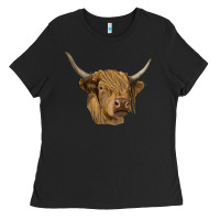 Black highland cow Ladies Tee - RanaPortraitStore