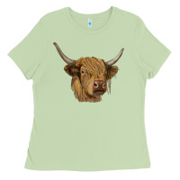 Matcha highland cow Ladies Tee - RanaPortraitStore