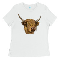 White highland cow Ladies Tee - RanaPortraitStore