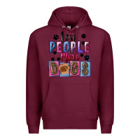 Burgundy less people more dogs Premium Hoodie - FaDigitalArtStudio