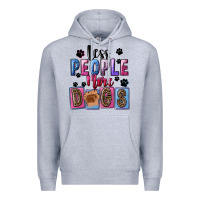 Heather Grey less people more dogs Premium Hoodie - FaDigitalArtStudio