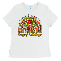 White Happy holidays elf gnome Ladies Tee - NancyCooperArtShop