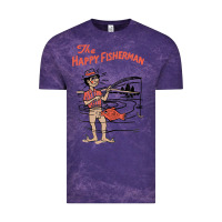 Cloud Purple Vintage The Happy Fisherman 2022 Fishing Mens Kids Vintage Tee - minhPixels