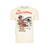 Vintage The Happy Fisherman 2022 Fishing Mens Kids Vintage Tee | Teevron