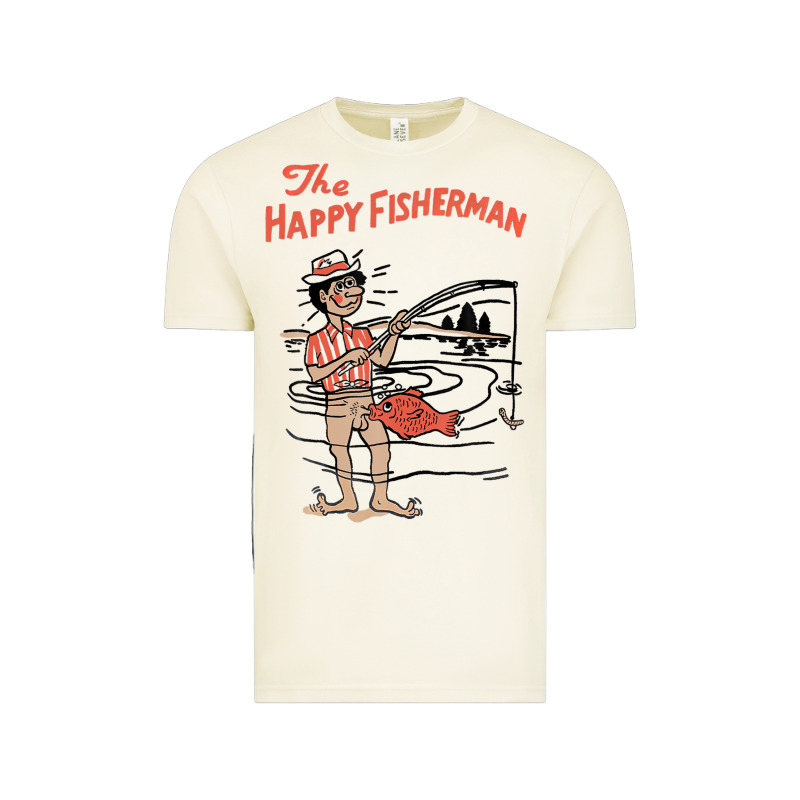 Vintage The Happy Fisherman 2022 Fishing Mens Kids Vintage Tee by minhPixels | Teevron