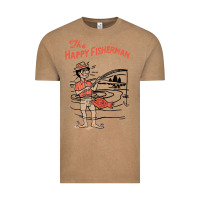 Vintage Coffee Vintage The Happy Fisherman 2022 Fishing Mens Kids Vintage Tee - minhPixels