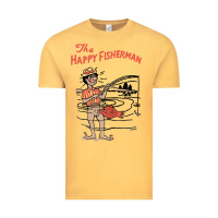 Vintage Mustard Vintage The Happy Fisherman 2022 Fishing Mens Kids Vintage Tee - minhPixels