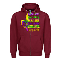 Burgundy mardi gras parades beads french quarter beignets Zipper Hoodie - FaDigitalArtStudio
