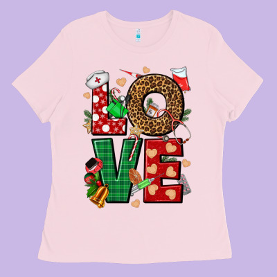 Love Nurse Christmas Ladies Tee Designed By Nancycooperartshop