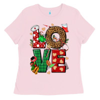 Bubblegum Pink Love Nurse Christmas Ladies Tee - NancyCooperArtShop