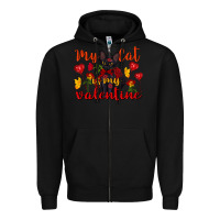 Black my cat is my valentine valentine's day Zipper Hoodie - FaDigitalArtStudio