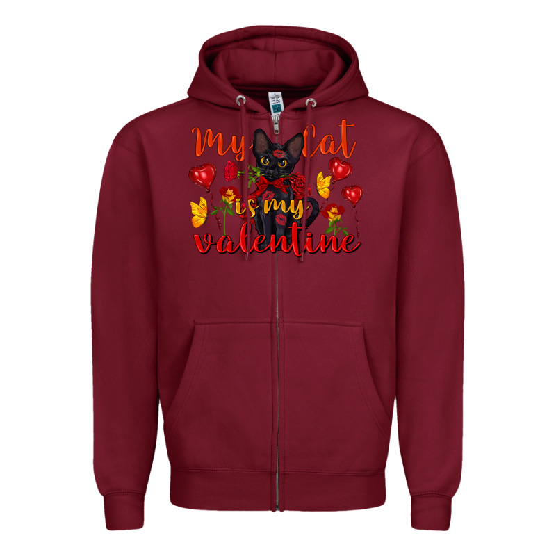 My Cat Is My Valentine Valentine's Day Zipper Hoodie by FaDigitalArtStudio | Teevron