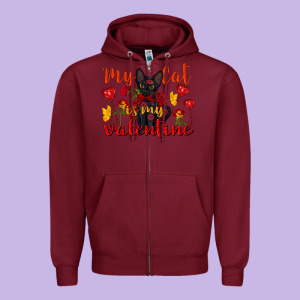 My Cat Is My Valentine Valentine's Day Zipper Hoodie Designed By Fadigitalartstudio
