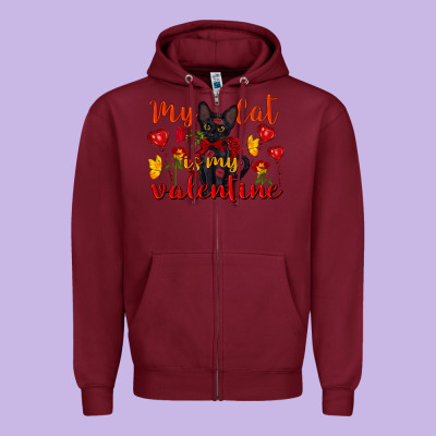 My Cat Is My Valentine Valentine's Day Zipper Hoodie Designed By Fadigitalartstudio