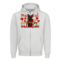 Dove Grey my cat is my valentine valentine's day Zipper Hoodie - FaDigitalArtStudio