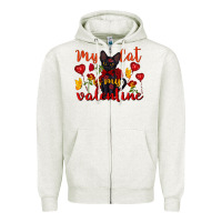 Oatmeal Heather my cat is my valentine valentine's day Zipper Hoodie - FaDigitalArtStudio