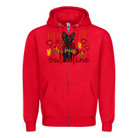 Red my cat is my valentine valentine's day Zipper Hoodie - FaDigitalArtStudio