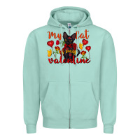 Seafoam my cat is my valentine valentine's day Zipper Hoodie - FaDigitalArtStudio