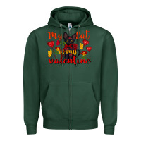 Sports Green my cat is my valentine valentine's day Zipper Hoodie - FaDigitalArtStudio