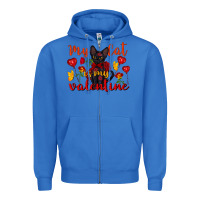 True Royal my cat is my valentine valentine's day Zipper Hoodie - FaDigitalArtStudio