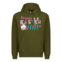 Army Green Happy Easter Y'all Premium Hoodie - BundleAndBundleShop