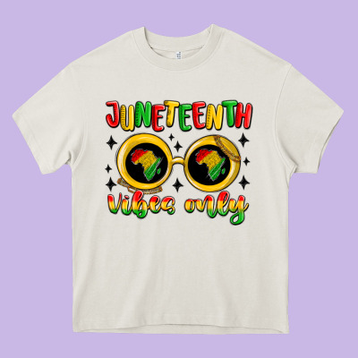 Juneteenth Vibes Only Heavy Core Tee Designed By Maliassmallbusiness