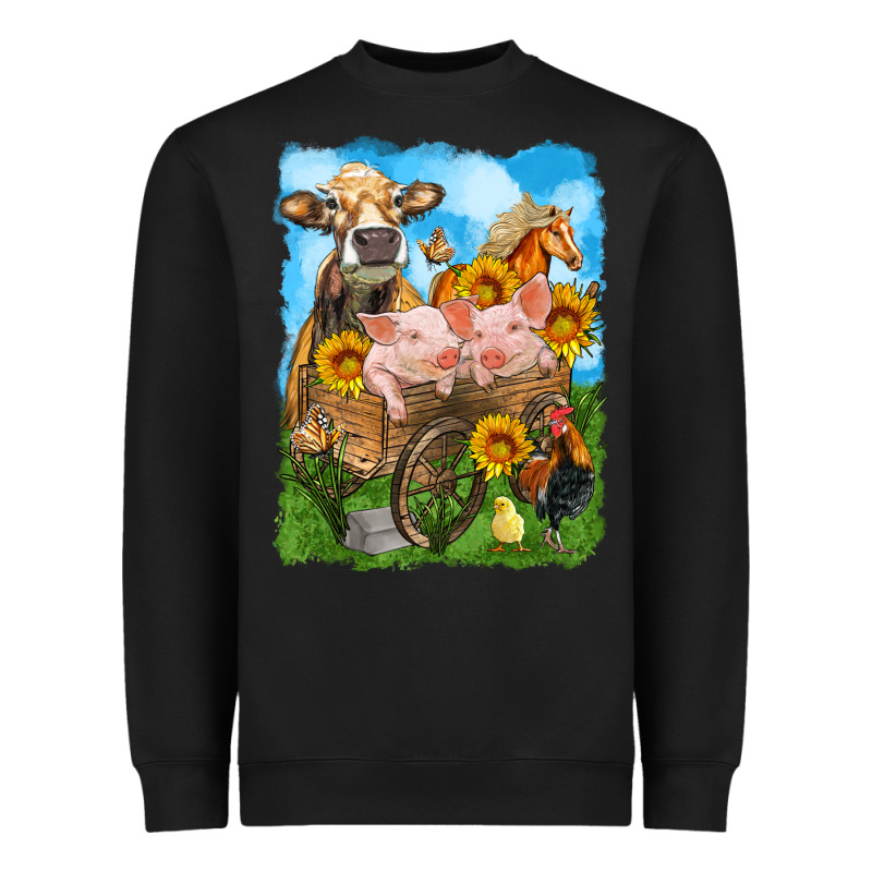 Farm Animals Wagon Olivia Heavyweight Sweatshirt by OliviaCreatesArt | Teevron