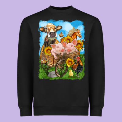 Farm Animals Wagon Olivia Heavyweight Sweatshirt Designed By Oliviacreatesart