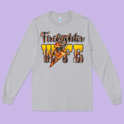 Firefighter Wife Lightning Bolt Long Sleeve Tee Designed By Howdyjamesfarm