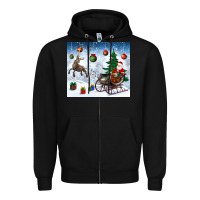 Black christmas santa deer and presents Zipper Hoodie - BundleAndBundleShop