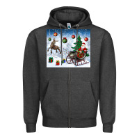 Charcoal Heather christmas santa deer and presents Zipper Hoodie - BundleAndBundleShop