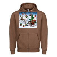 Chestnut christmas santa deer and presents Zipper Hoodie - BundleAndBundleShop