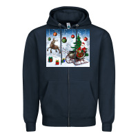 Christmas Santa Deer And Presents Zipper Hoodie | Teevron
