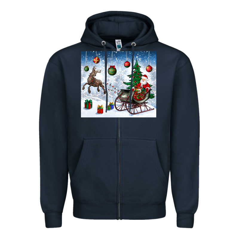 Christmas Santa Deer And Presents Zipper Hoodie by BundleAndBundleShop | Teevron