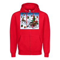 Red christmas santa deer and presents Zipper Hoodie - BundleAndBundleShop