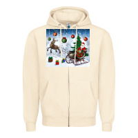 Sandshell christmas santa deer and presents Zipper Hoodie - BundleAndBundleShop