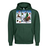 Sports Green christmas santa deer and presents Zipper Hoodie - BundleAndBundleShop