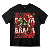 Black howdy santa cowboy christmas Heavy Core Tee - MaliasSmallBusiness