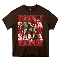 Chocolate Brown howdy santa cowboy christmas Heavy Core Tee - MaliasSmallBusiness