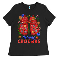 Black Merry crocmas Ladies Tee - NancyCooperArtShop